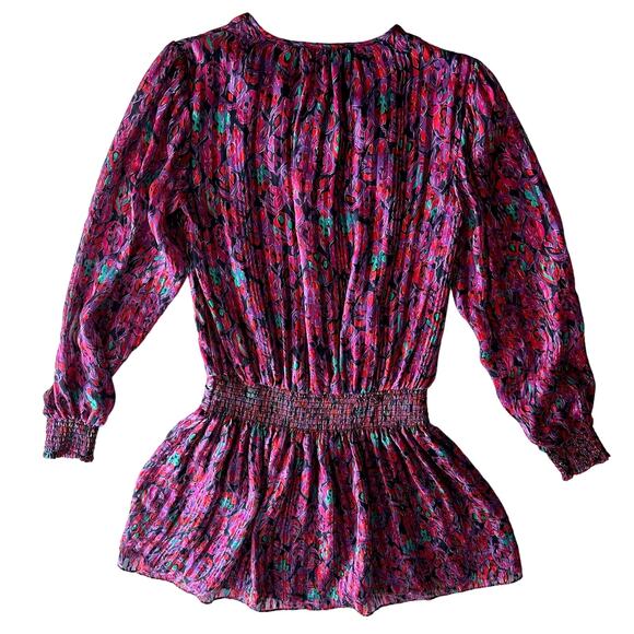 Ramy Brook Gessy 100% Silk Lace Up Neck Shadow Stripe Pink Multi Mini Dress XS - Picture 4 of 12